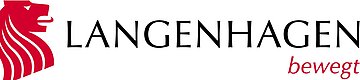 Logo der Stadt Langenhagen mit einem roten Löwenkopf und dem Schriftzug Langenhagen bewegt